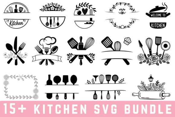 15 Kitchen Svg Bundle Graphics for Crafts