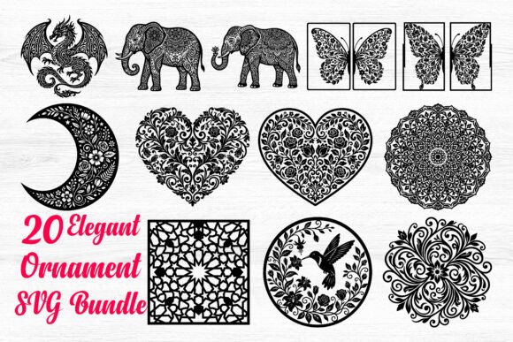 20 Elegant Ornament SVG Bundle for Crafts and Graphics