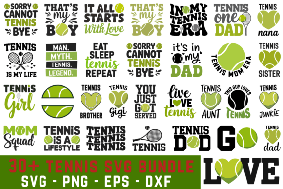 30 Tennis Svg Bundle for Graphics and Crafts
