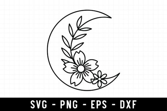 Boho Floral Moon Svg for Creative Designers