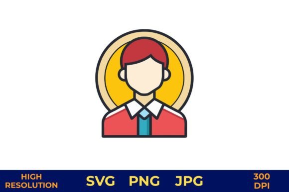 Flat Vector Role Model Icon in Vibrant Graphics