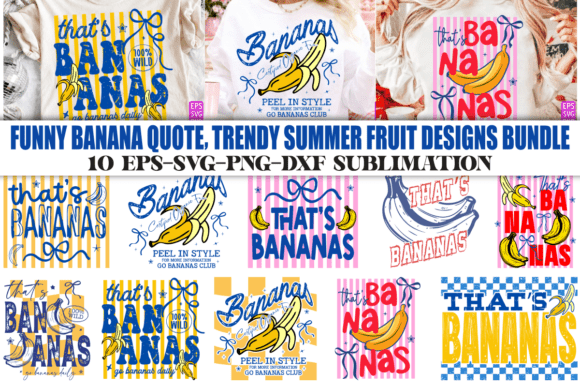 Funny Bananas Summer Fruit PNG Bundle