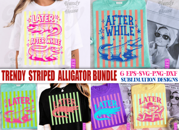 Preppy Girly Alligator Summer Graphics for T-Shirt Designs