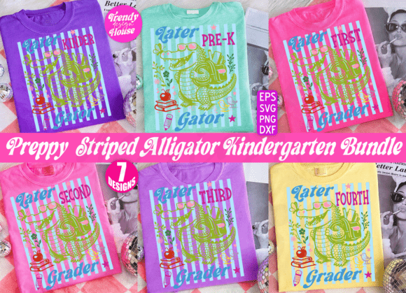 Preppy Later Gator PNG Bundle