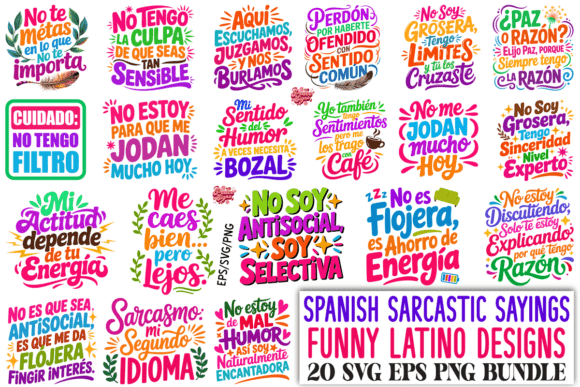 Spanish Sarcastic Sayings SVG PNG Bundle for Graphic Design