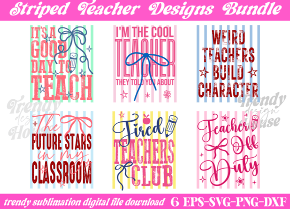 Striped Teacher SVG Bundle