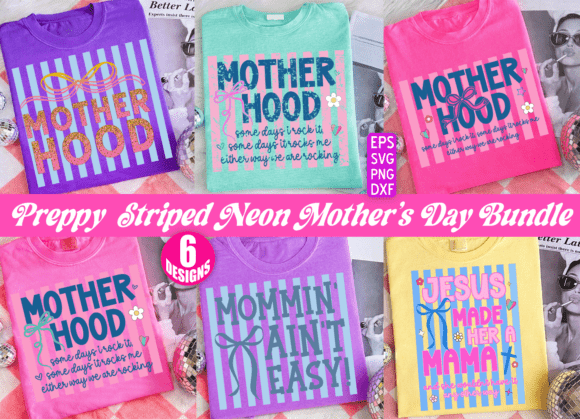 Stripes Mother’s Day PNG Bundle for Graphics and T-Shirt Designs