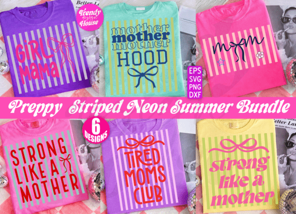 Stripes Mother’s Day PNG Bundle for Graphics and T-Shirt Designs