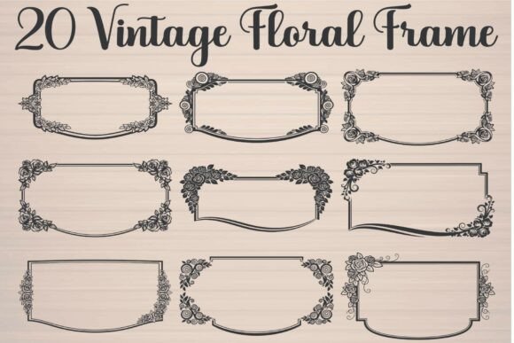 Vintage Floral Frame Graphics for Crafts
