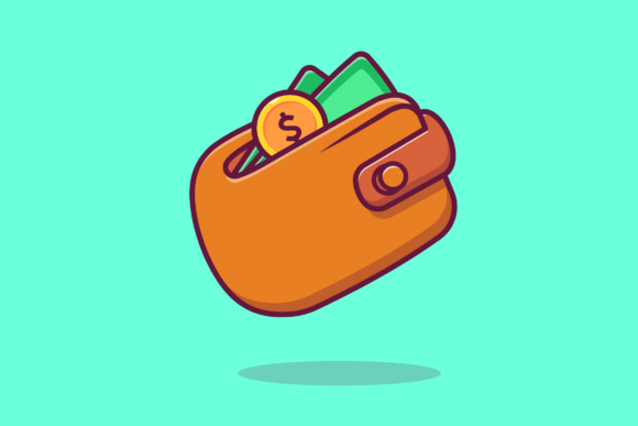 Wallet and Money Cartoon Graphics for Local Business Branding